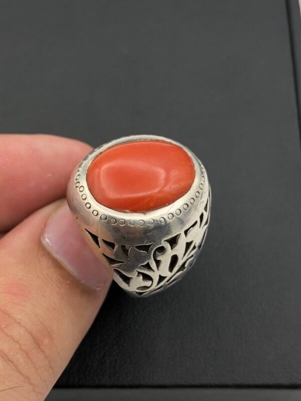 Natural Italian Red Coral ~8 Carat – Untreated Marjan Gemstone Set in Solid Silver Ring