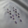 Natural Amethyst Long Dangle Earrings – 925 Sterling Silver – Pear Cabochon – Brazil Origin