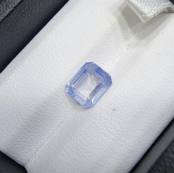“Natural Sapphire 2.70 Carat – Light Blue – Emerald Step Cut – Transparent Corundum – GGI Certified Gemstone”