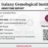 Digital image of a Galaxy Gemological Institute Gemstone Report (Certificate # KHI2609470244) dated September 10, 2026, detailing a 6.63 Carat Oval & Modified Brilliant Cut Natural Rubellite Tourmaline from Mozambique with transparent reddish purple color.