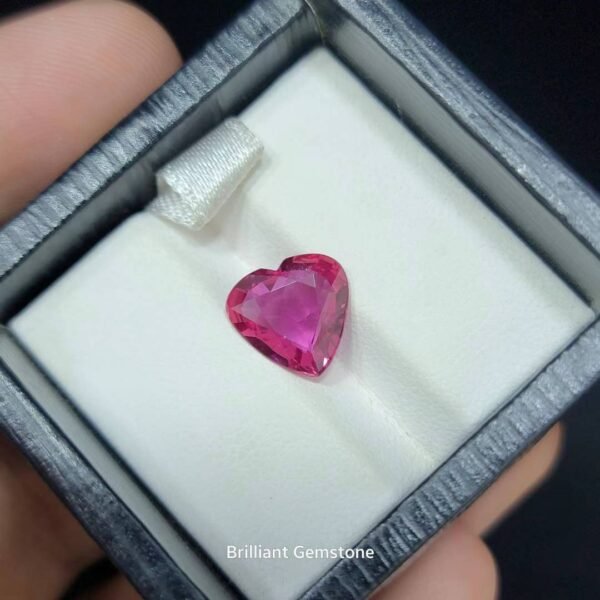 Natural Ruby 3.07 Carats Heart Cut – Vivid Pink Red – Untreated Certified by AIGS
