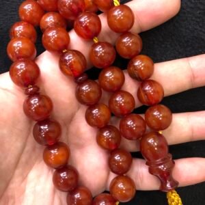 Premium Glossy Brown Bakelite Amber Tasbih – 77.5 g Heavyweight | 33 Prayer Beads | Smooth Phenolic Resin Subha for Dhikr & Gift