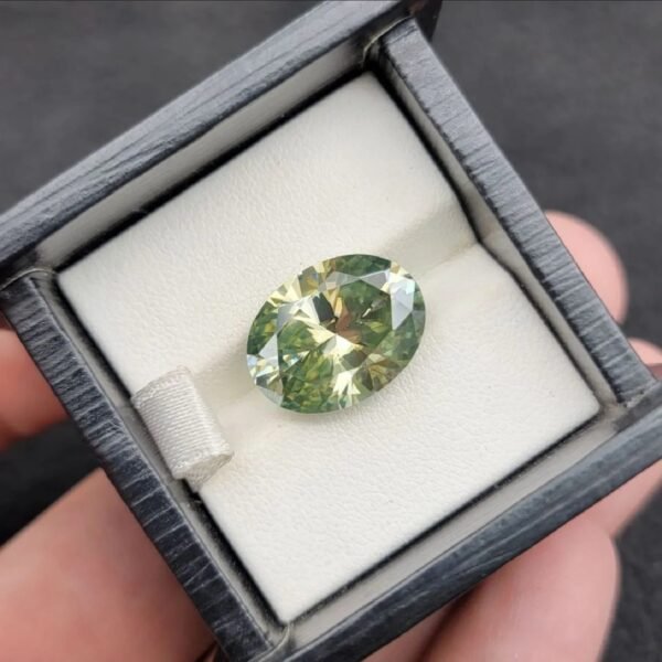 Vibrant Green Moissanite - 9.10 Carat, VVS1 Clarity, (Lab-Grown)