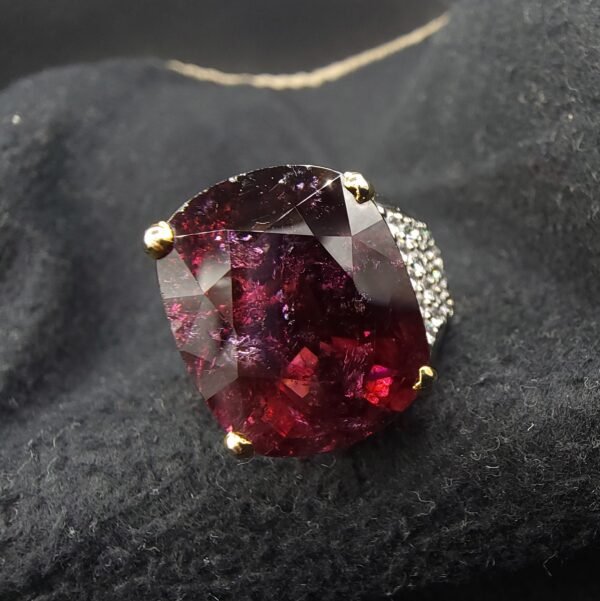 Natural Rubellite Tourmaline - 23 Carat - Mozambique Origin, Made In Sterling Silver Ring