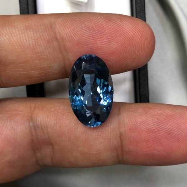 Natural London Blue Topaz - 14.77 Carat, Oval Shape