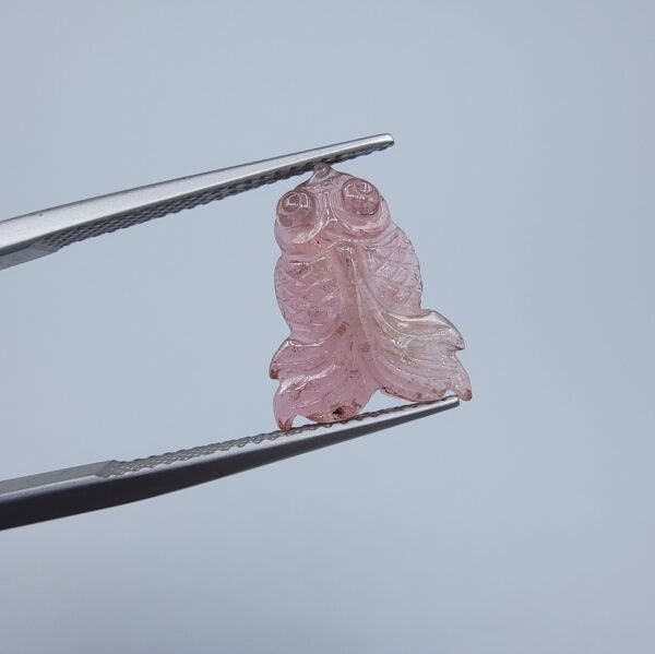 Natural Pink Tourmaline Hand-Carved Koi Fish Gemstone - 3.47 Carats