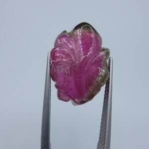 Natural Watermelon Tourmaline Leaf Carving