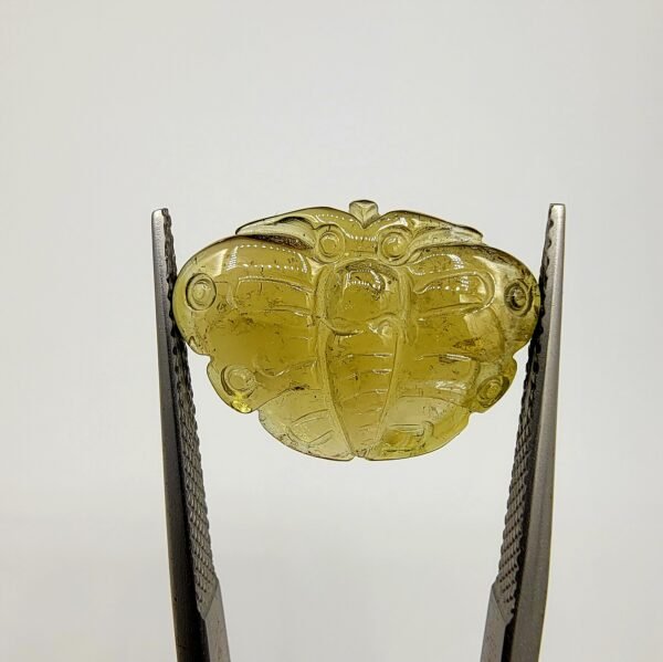 Natural Yellow Tourmaline 6.76 Carats – Handmade Butterfly Carving Gemstone – Origin Africa