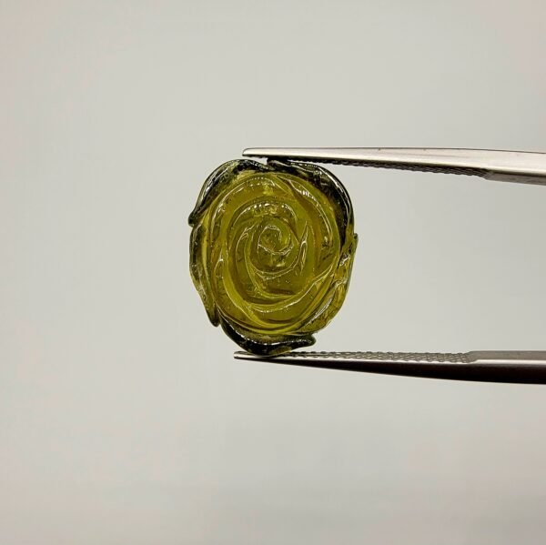 Natural Green Tourmaline 13.15 Carats – Handmade Rose Carving Gemstone – Origin Africa