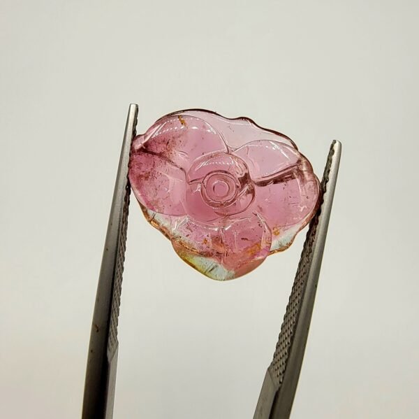 Natural Pink Tourmaline 5.30 Carats – Handmade Flower Carving Gemstone – Origin Africa