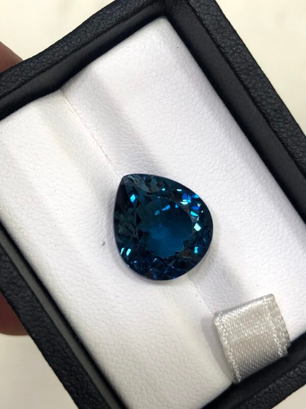 Natural London Blue Topaz – 11.10 Carats – Pear & Modified Brilliant Cut – GGI Laboratory Certified