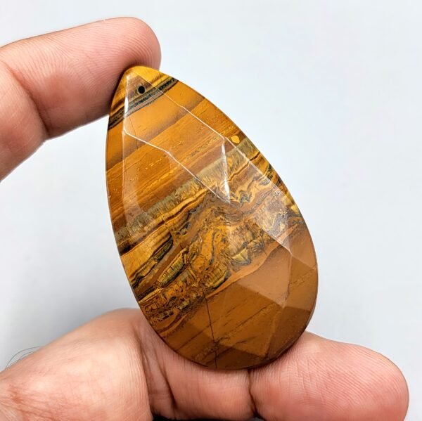 Natural Tiger Eye Gemstone – 35.44 Grams – Pear Shape – Golden Brown with Chatoyancy – Untreated Necklace Piece