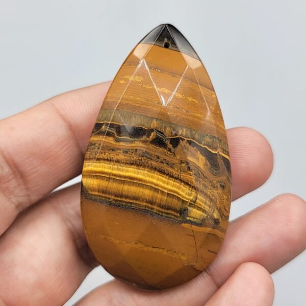 Natural Tiger Eye Gemstone – 35.44 Grams – Pear Shape – Golden Brown with Chatoyancy – Untreated Necklace Piece