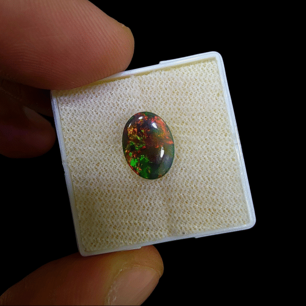 Natural Black Opal – 2.01 Carat – Ethiopia – Intense Red, Yellow & Green Fire – Premium Collector Quality