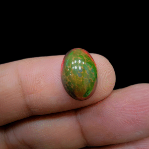 Natural Ethiopian Opal – 3.68 Carat – Oval Cut – Intense Green, Red & Yellow Fire