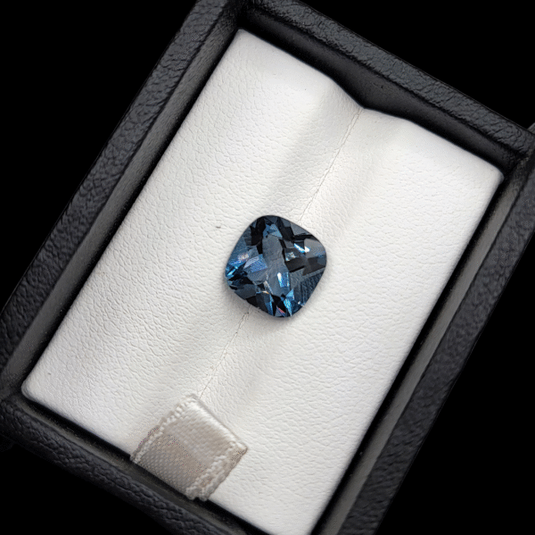 Natural London Blue Topaz – 4.12 Carats – Cushion Cut – Premium Deep Blue Gemstone