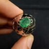 Natural Zambian emerald gemstone set in handmade 925 sterling silver ring crafted in Faisalabad Pakistan
