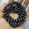 Natural black banded agate sulemani aqeeq tasbeeh with white bands, 100 beads, adjustable macrame closure, Egypt origin