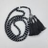 Natural black banded agate sulemani aqeeq tasbeeh with white bands, 100 beads, adjustable macrame closure, Egypt origin