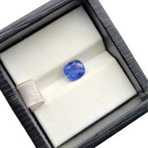 Natural Blue Sapphire – 1.45 Carat – Burma Origin – Cushion Mixed Cut – GGI Certified