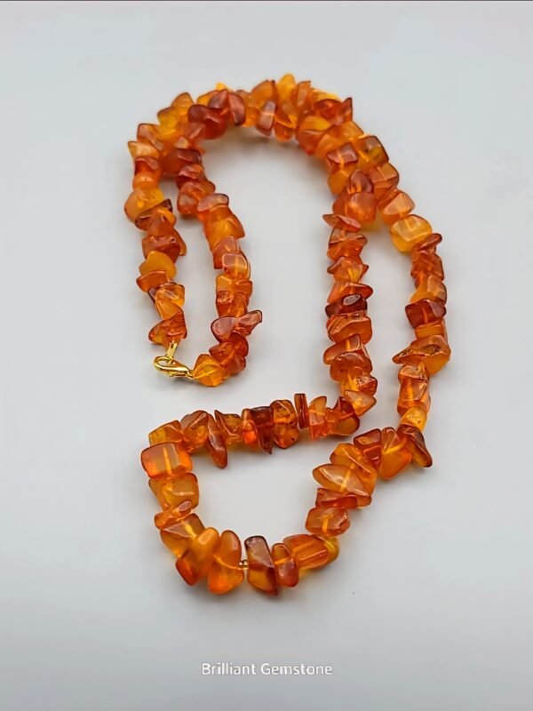 “Natural Baltic Amber Bead String – 36 Grams – Russian Origin – Polished Orange Amber Chips – Brilliant Gemstone”