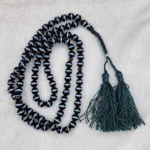 Natural Black Banded Agate (Sulemani Aqeeq) Tasbeeh – Adjustable Macrame Closure – 100 Beads – Origin Egypt