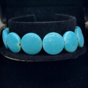 148.35 Carat Natural Arizona Turquoise Feroza bead bracelet high quality pure silver