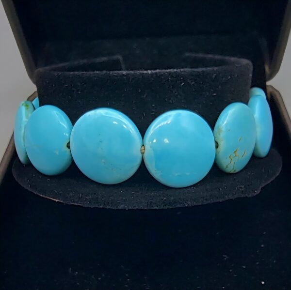 148.35 Carat Natural Arizona Turquoise Feroza bead bracelet high quality pure silver