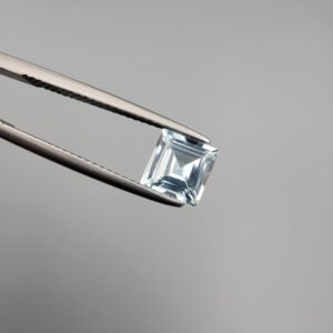 Natural Aquamarine gemstone from Shigar Valley Pakistan, square faceted cut, light blue color, 0.95 carat