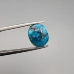 2.90 Carat Natural Iranian Turquoise Feroza stone oval shape with pyrite inclusions