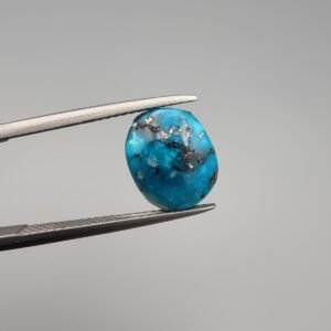 2.90 Carat Natural Iranian Turquoise Feroza stone oval shape with pyrite inclusions