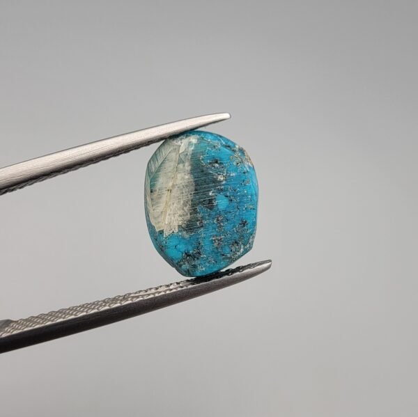 2.90 Carat Natural Iranian Turquoise Feroza stone oval shape with pyrite inclusions