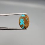 5.91 Carat Natural Iranian Neyshabur Turquoise Feroza stone oval shape with heavy matrix