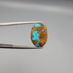 5.91 Carat Natural Iranian Neyshabur Turquoise Feroza stone oval shape with heavy matrix