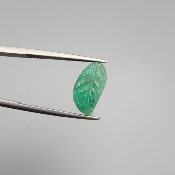 Hand-Carved Natural Emerald – 3.69 Carat Floral Motif – Rare Zambian Origin