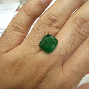 GFCO certificate of natural emerald 10.64 carat vivid green octagon step cut gemstone from Zambia