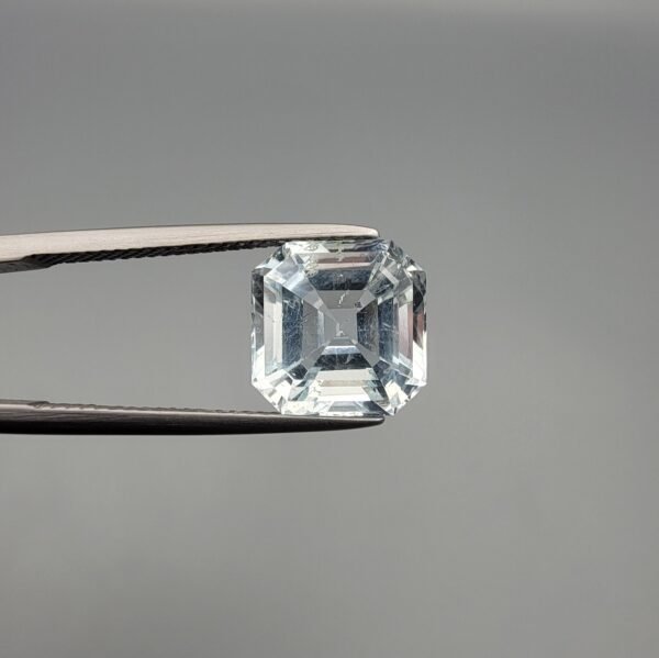 Natural Aquamarine 5.70 Carat Emerald Step Cut Very Light Blue Certified Gemstone