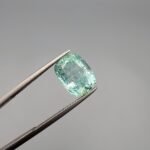 High-quality natural green emerald gemstone, 5.58 carats, ethically sourced from Panjsher Valley Afghanistan, displaying exceptional crystalline transparency.