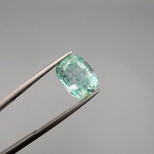 High-quality natural green emerald gemstone, 5.58 carats, ethically sourced from Panjsher Valley Afghanistan, displaying exceptional crystalline transparency.