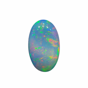 Premium 4.49 carat natural Ethiopian Welo opal gemstone, featuring a vibrant multi-color play-of-color with neon green and orange fire in a high-dome oval cabochon.