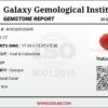 Official digital gemological laboratory report card from Galaxy Gemological Institute (GGI) dated September 30, 2026, certifying a 9.71-carat natural orange coral oval cabochon.