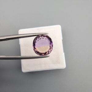 High-clarity 4.38 carat natural ametrine gemstone from Brazil, featuring a perfect color split between purple amethyst and golden citrine in a brilliant round or oval faceted cut.