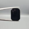 High-polished 7.17 carat natural Black Agate (Sulemani Aqeeq) rectangular cabochon featuring a unique natural white "bunny ears" formation on one side and a distinct "eye" formation on the reverse.