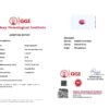 GGI certified 2.43 carat natural Mozambique ruby with a purplish red color, oval mixed cut, and transparent clarity, shown alongside its official gemstone report.