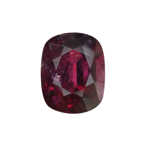 Rare 22.67 carat natural Mozambique rubellite tourmaline featuring a saturated raspberry-red hue and excellent transparency in a masterfully faceted cut.