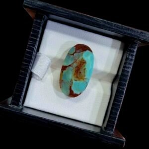 Natural Egyptian Turquoise (Feroza) – 7.70 Carat – Bold Red-Brown Matrix | Large Oval Cabochon | Sinai Peninsula Origin | Brilliant Gemstone