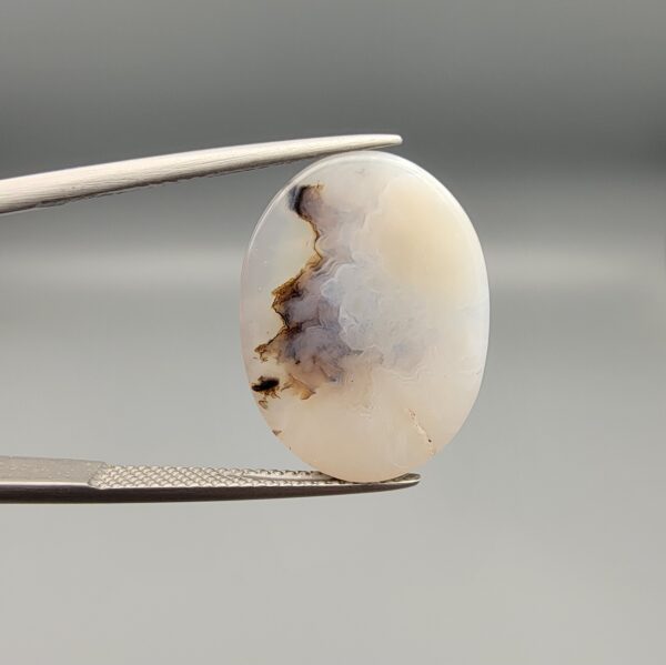 Natural Iranian Milky Dendritic Agate – 14.85 Carat – Shajari Dudhiya Aqeeq | Scenic "Stormy Cloud" & Black-Brown Forest Design | Double-Sided Collector’s Gem