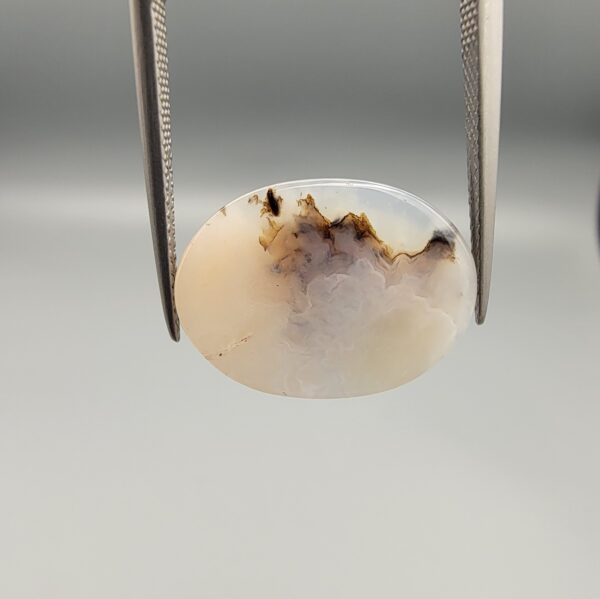 Natural Iranian Milky Dendritic Agate – 14.85 Carat – Shajari Dudhiya Aqeeq | Scenic "Stormy Cloud" & Black-Brown Forest Design | Double-Sided Collector’s Gem