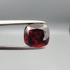 ​A 6.81-carat natural red garnet from Madagascar, featuring a deep reddish color and sparkling faceted cut, professionally displayed in a white jeweler's box.
