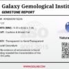 ​A 5.27 carat natural blue sapphire (Neelam) featuring a cushion and mixed cut with transparent to semi-transparent clarity, as shown in its GGI laboratory certificate.